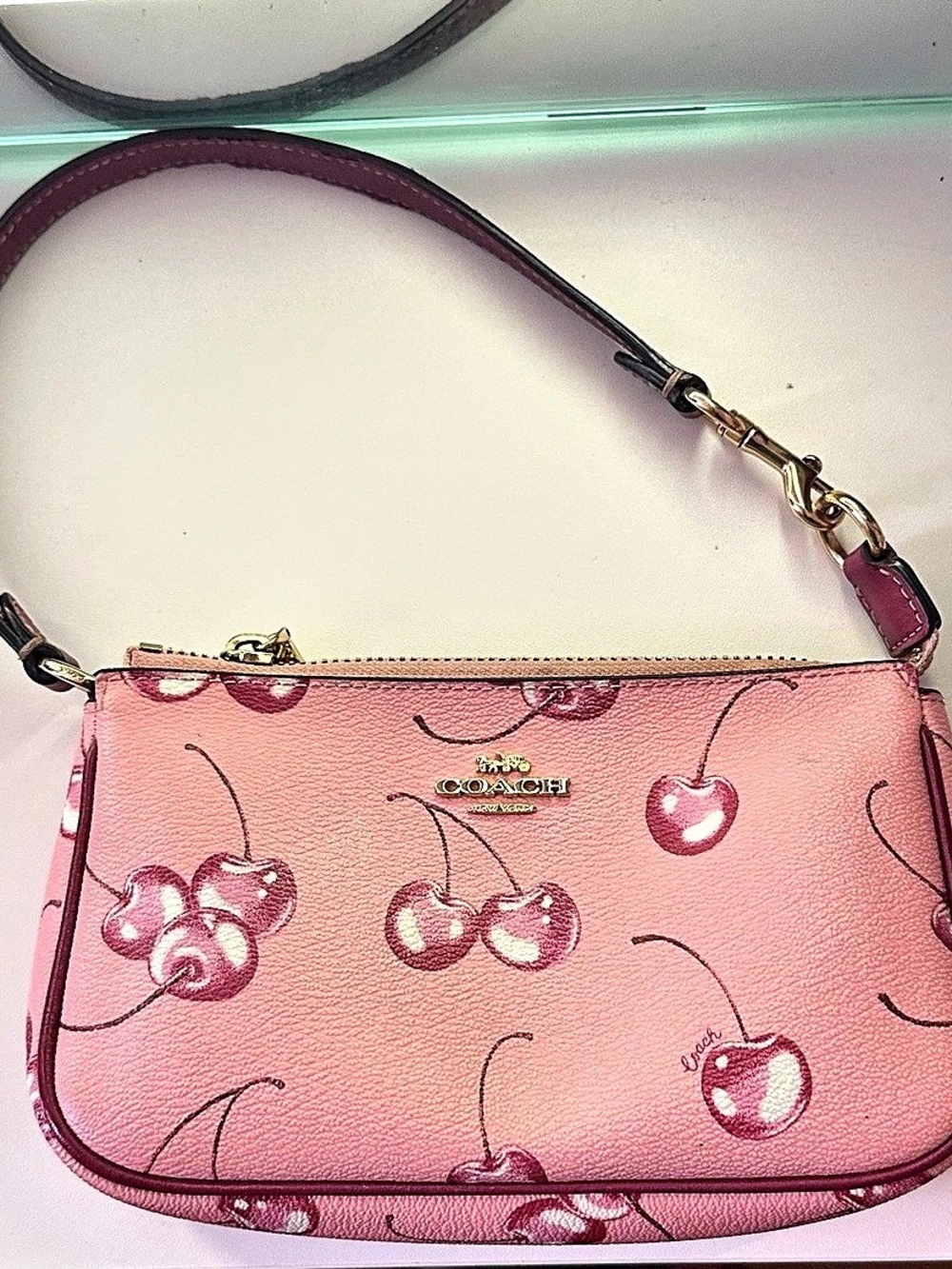 COACH Teri Shoulder Bag With Cherry Print Cherry Print Wristlet